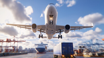 Airplane Taking Off From Cargo Port Travel Transportation Logistics Shipping Air Travel Commercial