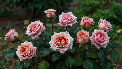 Obraz premium More bushes of wilting roses.