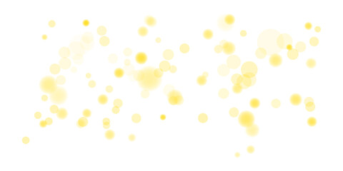 A soft, abstract background featuring glowing yellow bokeh lights on a transparendt backgroundd. Isolated, vector