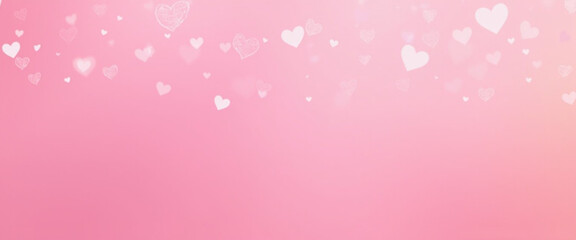 romantic background with hearts, symbol of love, abstract background of blurred hearts with place for text, banner, greeting card