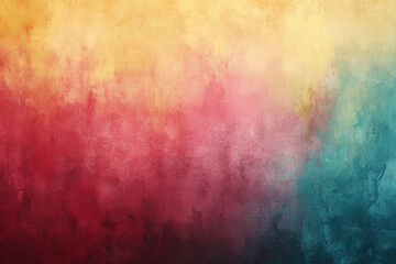Fototapeta premium vintage abstract grunge wall texture with yellow red teal gradient background