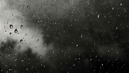Raindrops on windshield, black and white background