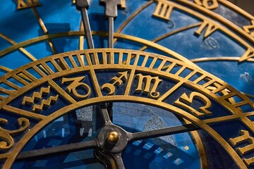 Old astronomical clock detail