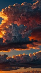 Fototapeta premium Scenic sunset with vibrant colors and clouds.