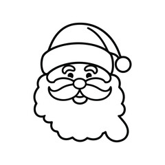 Classic Santa Claus Face Outline,Christmas Santa Claus Face Drawing,Black and White Santa Claus Illustration