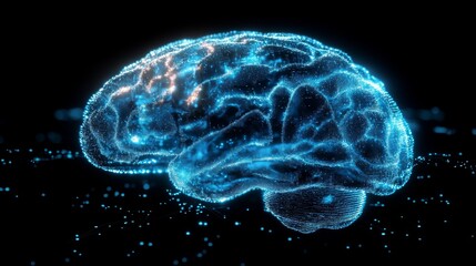 Fototapeta premium Futuristic representation of a glowing digital brain in abstract style