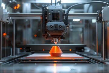 3D printer in action creating a geometric object in a workshop