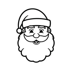 Classic Santa Claus Face Outline,Christmas Santa Claus Face Drawing,Black and White Santa Claus Illustration