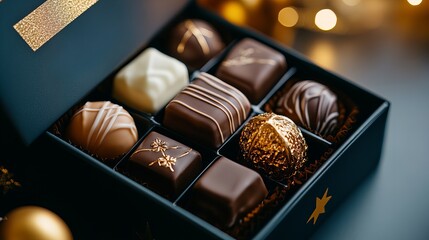 A box of assorted chocolates, a sweet treat for any occasion.