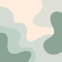Illustration with smooth organic shapes in soft pastel shades of blue and green. Abstract forms intertwine, creating a sense of nature and harmony.