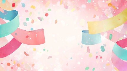 Decorate your text with this confetti banner. It has colorful ribbons and a space for your text in the middle. Celebrate any occasion with this fun and simple cartoon style illustration.