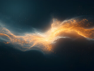 Naklejka premium Vibrant Abstract Flame Design with Glowing Particles and Ethereal Light Effects
