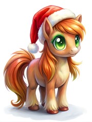 Obraz premium watercolor santa claus pony with a christmas tree
