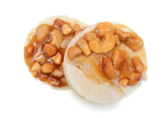 Honey bars with peanuts, sesame and sunflower seeds isolated
