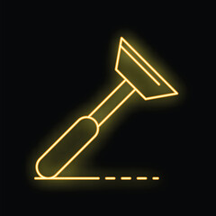 Glowing neon line putty knife icon isolated on black background. Spatula illustration. Vector