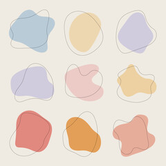 Abstract spots in pastel colors. Pastel abstract shapes in delicate colors, creating softness and coziness in the interior.