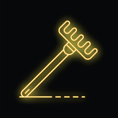 Glowing neon yellow rake leaving a trail on a black background