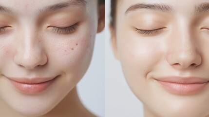 スキンケア前後の肌の変化