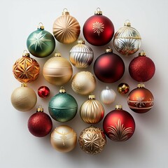 christmas balls collection for christmas decoration christmas tree decoration parts white background