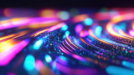 Abstract Colorful Light Trails with Glowing Particles.