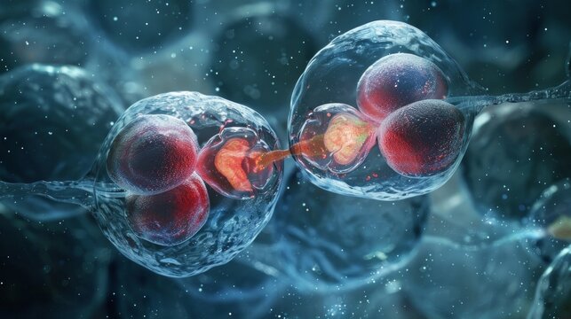 euglenoids undergoing the process of binary fission where a single cell divides into two identical daughter cells