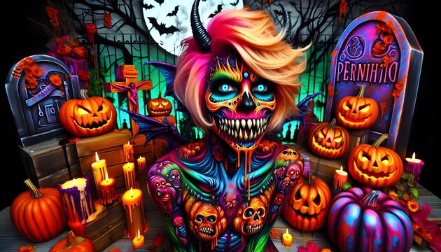 "Fantas&iacute;a Macabra en el Cementerio de Halloween"