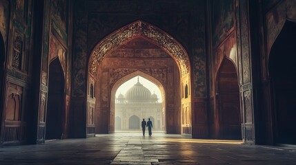 Obraz premium Lahore's historic Badshahi Mosque is a grand monument. It's one of the largest mosques in the world.