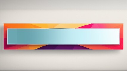 Obraz premium Dynamic YouTube banner background in vibrant colors and layered shapes, providing a central blank rectangle for custom text or logos