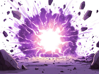 Vibrant Comic Style Explosion Scene with Dynamic Colors and Dramatic Effects