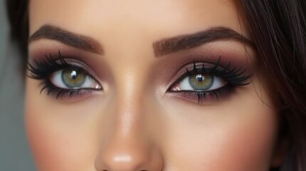 Obraz premium A makeup look for wide-set eyes that uses darker eyeshadow and eyeliner all around to create the illusion of closer-set eyes 