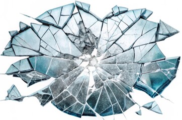 Big collection of cracks broken glass isolation on white background
