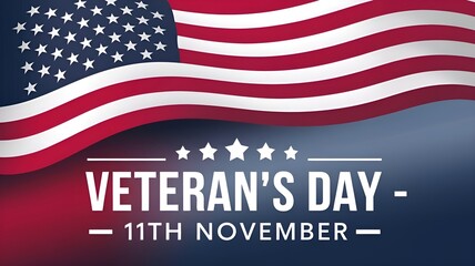 Veterans Day poster. Vector image of Veterans Day with the American flag, November 11