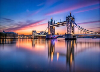 Fototapeta premium London Bridge Silhouette at Dawn with River Reflection
