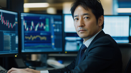 データ分析に没頭する金融アナリスト