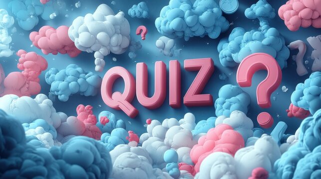 Image of a question mark surrounded by clouds, text quiz