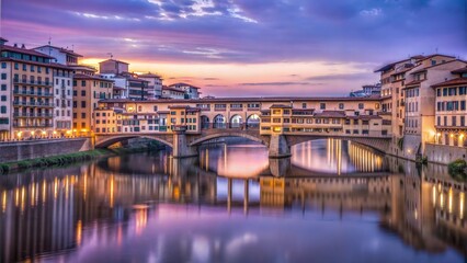 Obraz premium Ponte Vecchio Bridge, Florence, Italy at Sunset