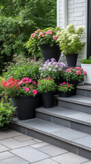 Container group on patio steps