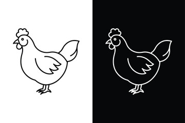 Silhouette icon of a chicken. Beautiful chicken. Vector illustration on white background.