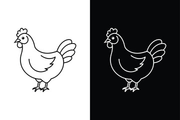 Silhouette icon of a chicken. Beautiful chicken. Vector illustration on white background.