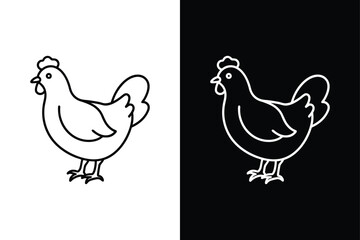 Silhouette icon of a chicken. Beautiful chicken. Vector illustration on white background.