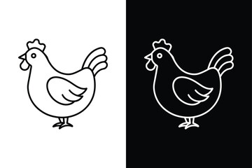 Silhouette icon of a chicken. Beautiful chicken. Vector illustration on white background.