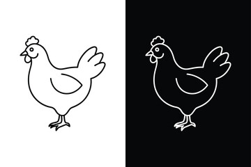 Silhouette icon of a chicken. Beautiful chicken. Vector illustration on white background.