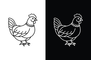 Silhouette icon of a chicken. Beautiful chicken. Vector illustration on white background.