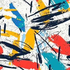 Fototapeta premium Vertical Abstract seamless grunge pattern for boy. Urban style modern background with lines, spray elements.