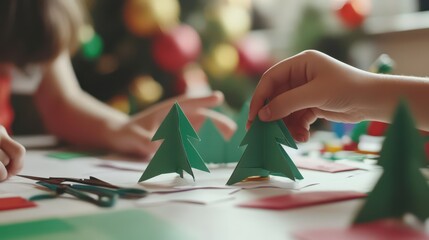 Creative Christmas crafts for children - handmade paper tree decorations for holiday fun. Christmas and New Year traditions