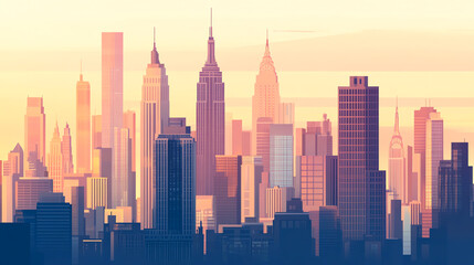 Motivational poster with the words Find Your Dream Job, set against a city skyline, career inspiration, urban backdrop