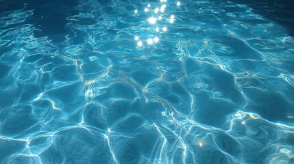 Obraz premium Sunny Day Pool Water with Sunlit Caustics Creating Rippling Blue Patterns for Relaxation