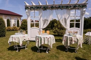 Elegant Outdoor Garden Party Setup with Refreshing Drinks and Decor