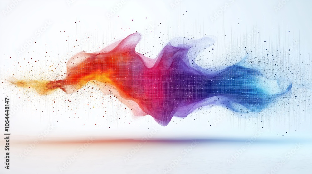 Poster data visualization with flowing wave patterns, symbolizing digital networks, connectivity, and modern information analysis, Generative AI