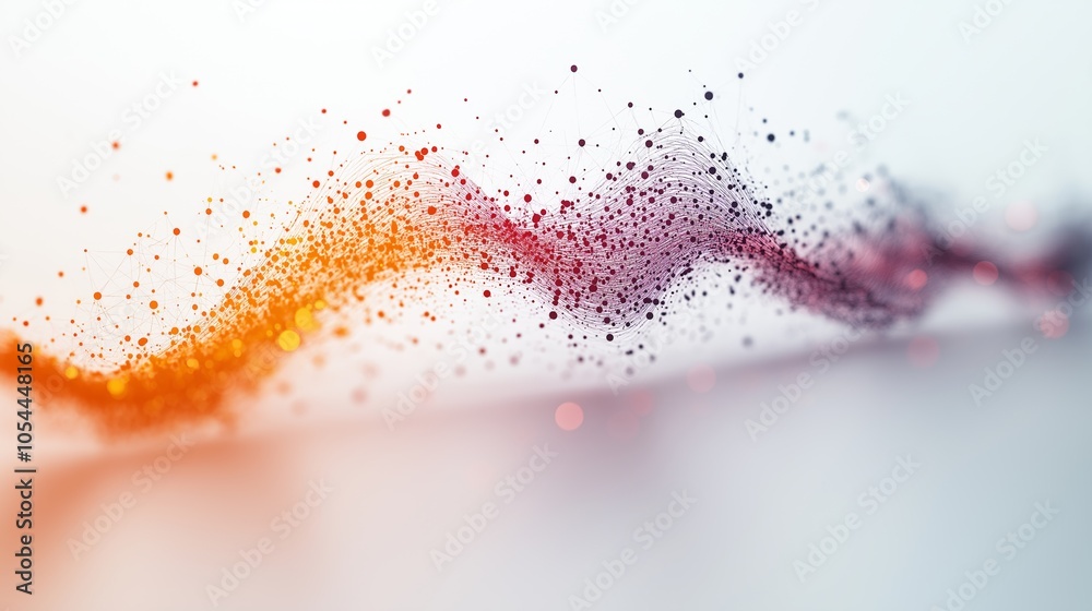 Poster data visualization with flowing wave patterns, symbolizing digital networks, connectivity, and modern information analysis, Generative AI